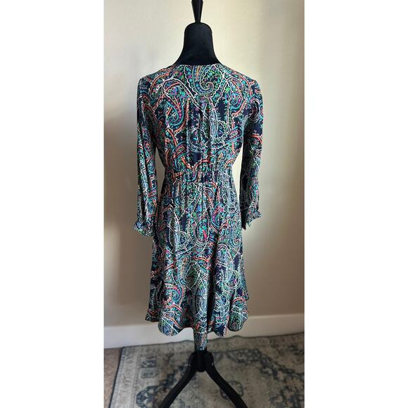 MAUVE by Anthropologie Women's Cut Blue Paisley Long Sleeve Midi Sleeve Size M - Picture 6 of 10